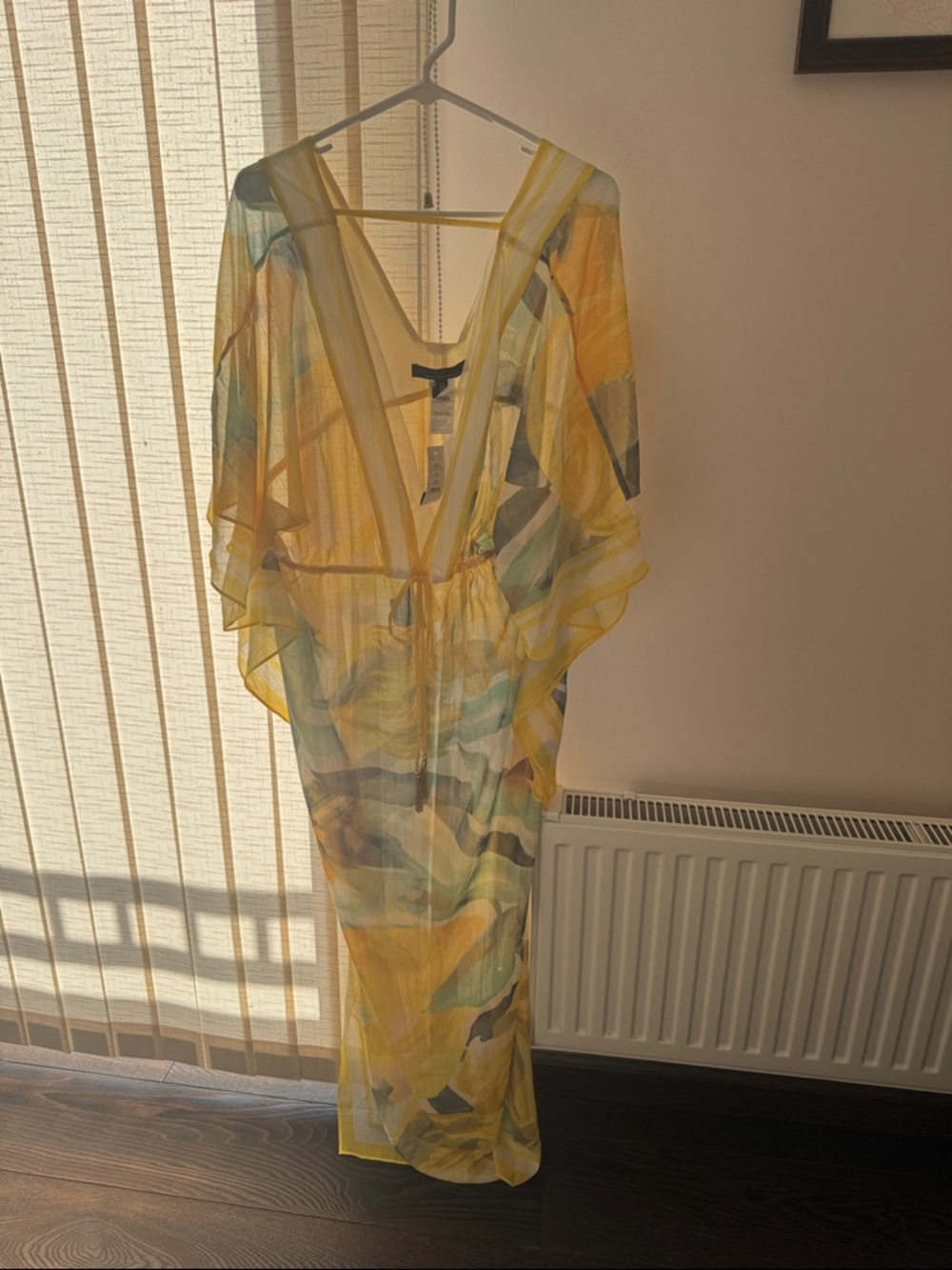 Sheer Yellow Multi-Color Beach Cover-Up